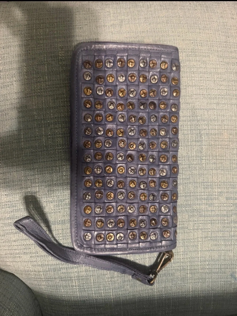 Blue Studded Wristlet Clutch - Picture 2 of 5